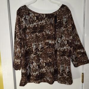 Apt 9 women's  top XL 3/4 sleeve brown gray with a blk lining  pullover like new